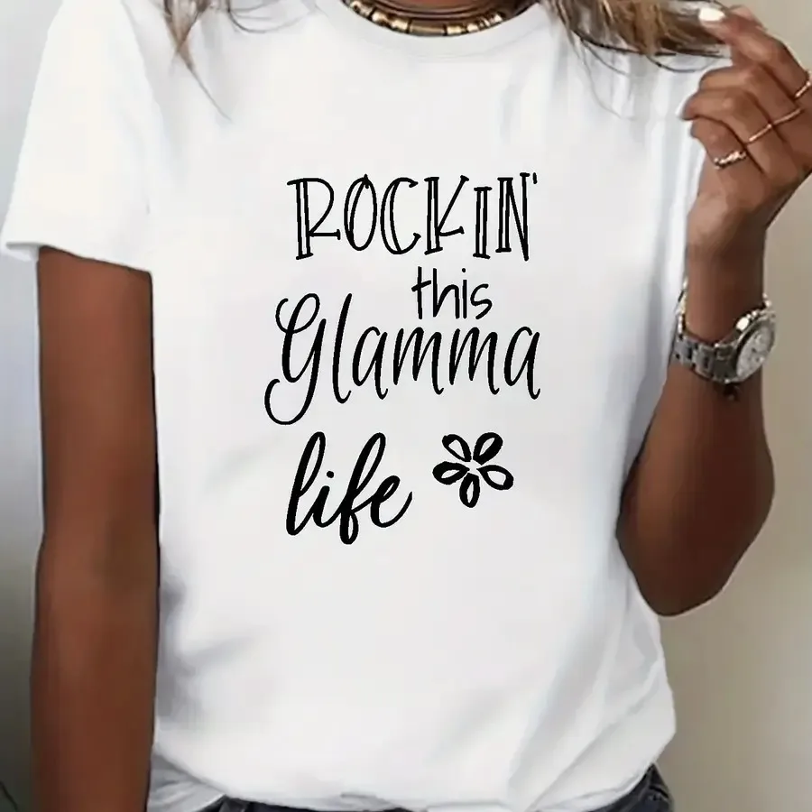 【New style】Women's Rock This GLAMMA Life Empowerment T-Shirt - Bold GLAMMA Text and Suitable for All-Season Short Sleeve Round
【New style】Women's Rock This GLAMMA Life Empowerment T-Shirt - Bold GLAMMA Text and Suitable for All-Season Short Sleeve Round
