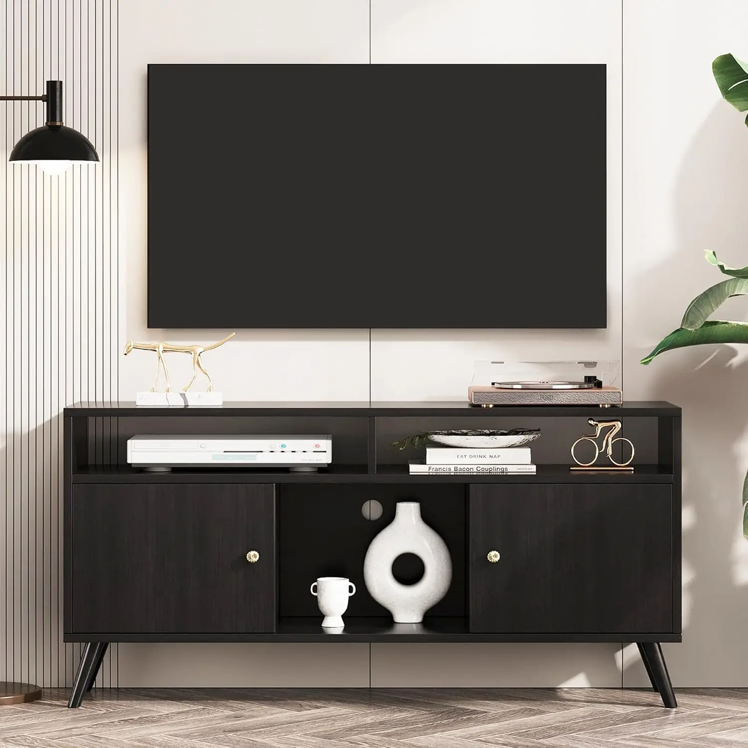 TV Stand for 55 60 Inch, Tall Entertainment Center with 2 Cabinets, Wood TV Console for Living Room Bedroom, Black
TV Stand for 55 60 Inch, Tall Entertainment Center with 2 Cabinets, Wood TV Console for Living Room Bedroom, Black