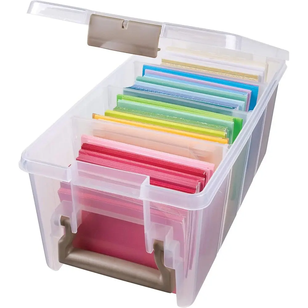 Clear Plastic Portable Crate Organizer with 3 Dividers for Art and Craft Supplies
Clear Plastic Portable Crate Organizer with 3 Dividers for Art and Craft Supplies