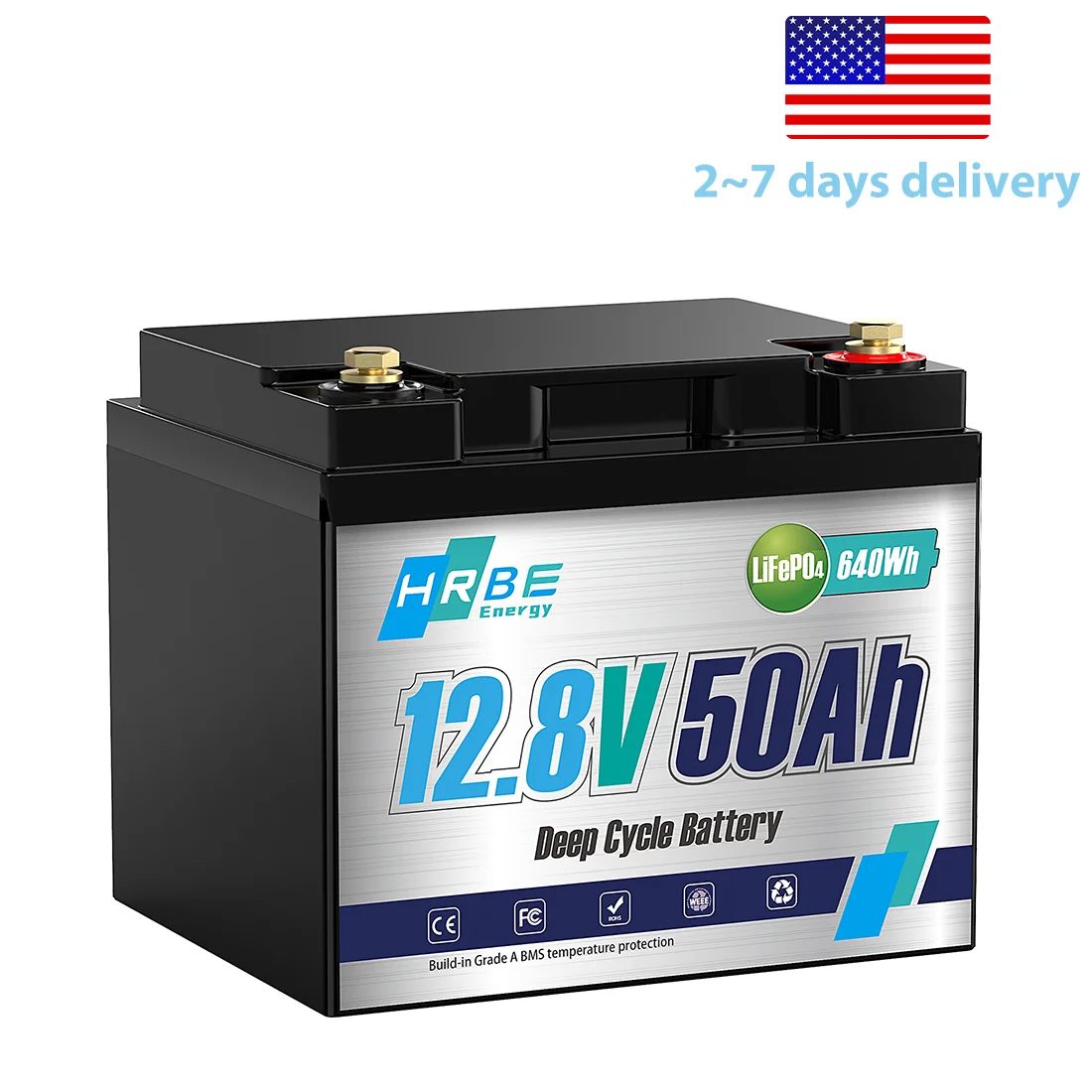 12V 50Ah Lithium LiFePO4 Battery Built-in 50ABMS,640Wh,4000+ Cycles,for Trolling Motor,Camping,Solar,RV,Scooters,Power Wheel
12V 50Ah Lithium LiFePO4 Battery Built-in 50ABMS,640Wh,4000+ Cycles,for Trolling Motor,Camping,Solar,RV,Scooters,Power Wheel