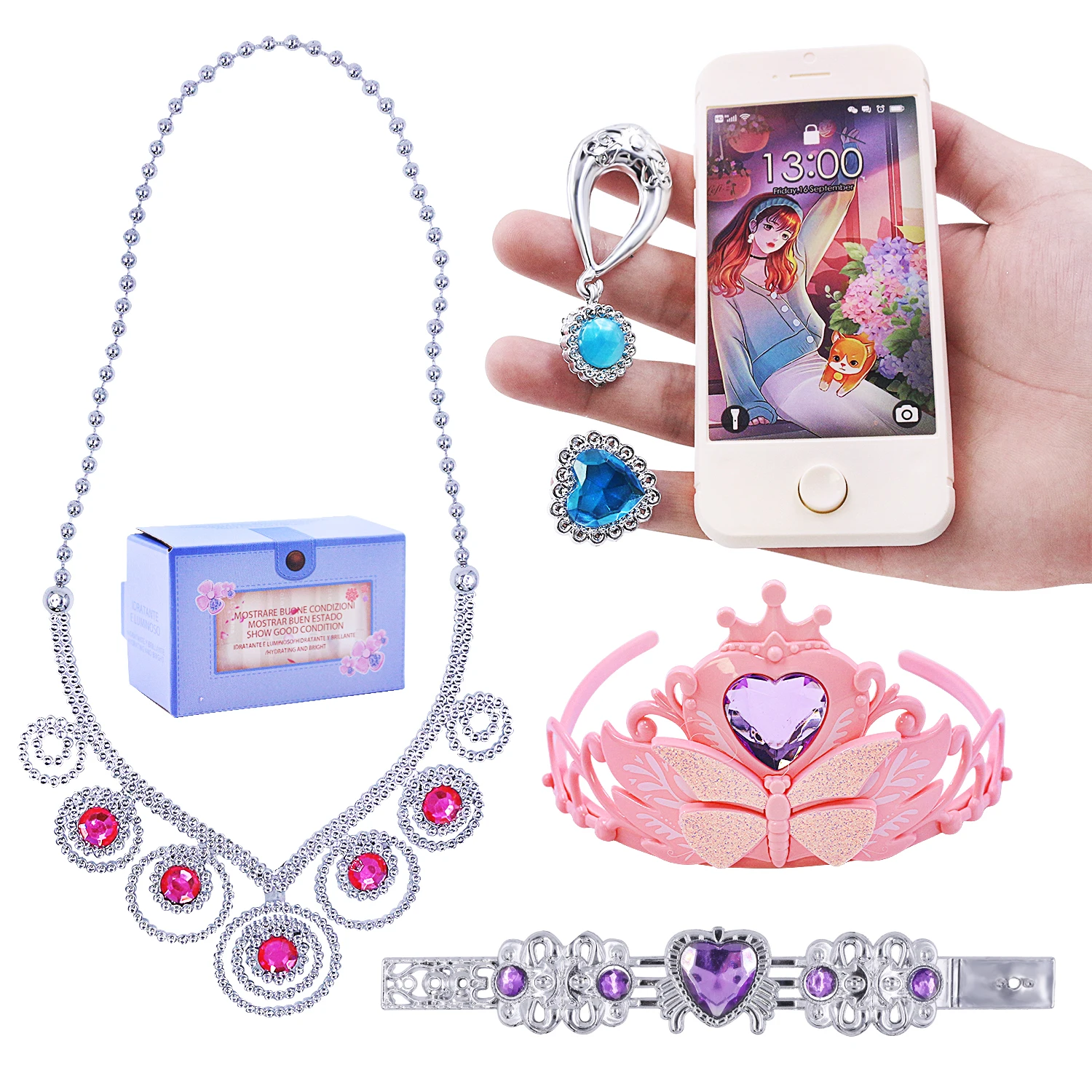 Children's makeup and home simulation jewelry set gift toys, can be role-playing, (prepare two No. 7 batteries)
Children's makeup and home simulation jewelry set gift toys, can be role-playing, (prepare two No. 7 batteries)