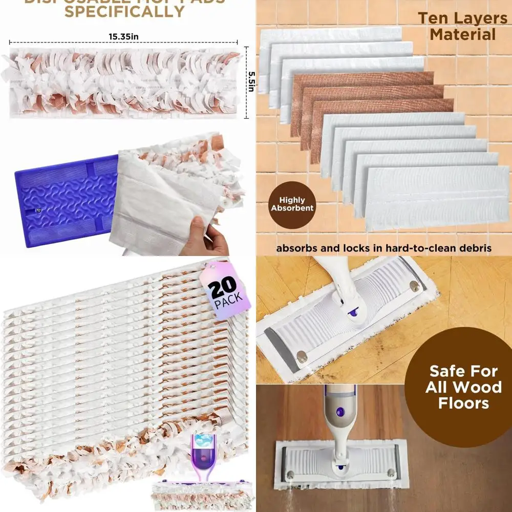 PowerMop Wood Floor Cleaning Pads, 20-Pack, Absorbent and Dirt-Locking, Safe for Finished Floors
PowerMop Wood Floor Cleaning Pads, 20-Pack, Absorbent and Dirt-Locking, Safe for Finished Floors