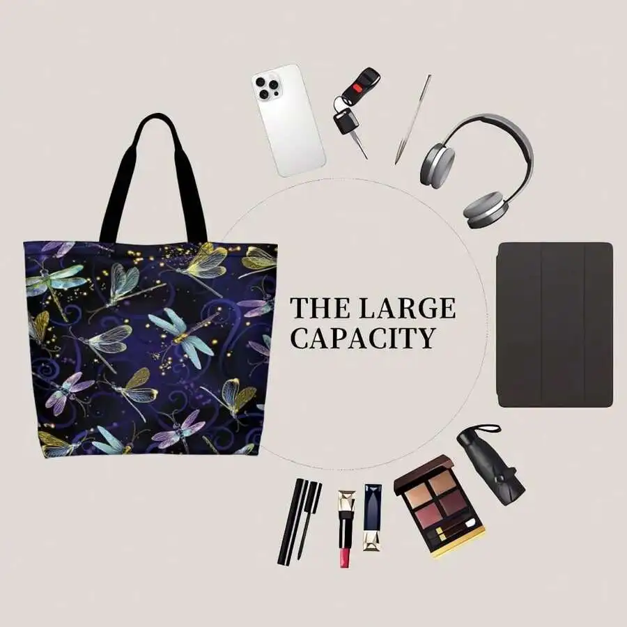 Dragonfly Print Large Capacity Tote Bag Cotton Blend Casual Shoulder Bag For Women
Dragonfly Print Large Capacity Tote Bag Cotton Blend Casual Shoulder Bag For Women