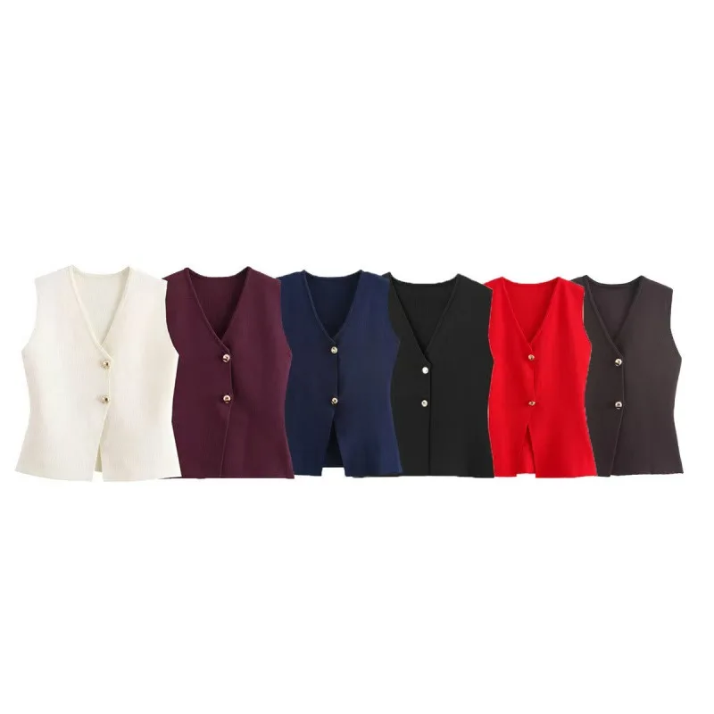 WIGQCY2025 Summer New Product Casual Women's Wear Simple and Fashionable Gold Button Knitted Tank Top
WIGQCY2025 Summer New Product Casual Women's Wear Simple and Fashionable Gold Button Knitted Tank Top