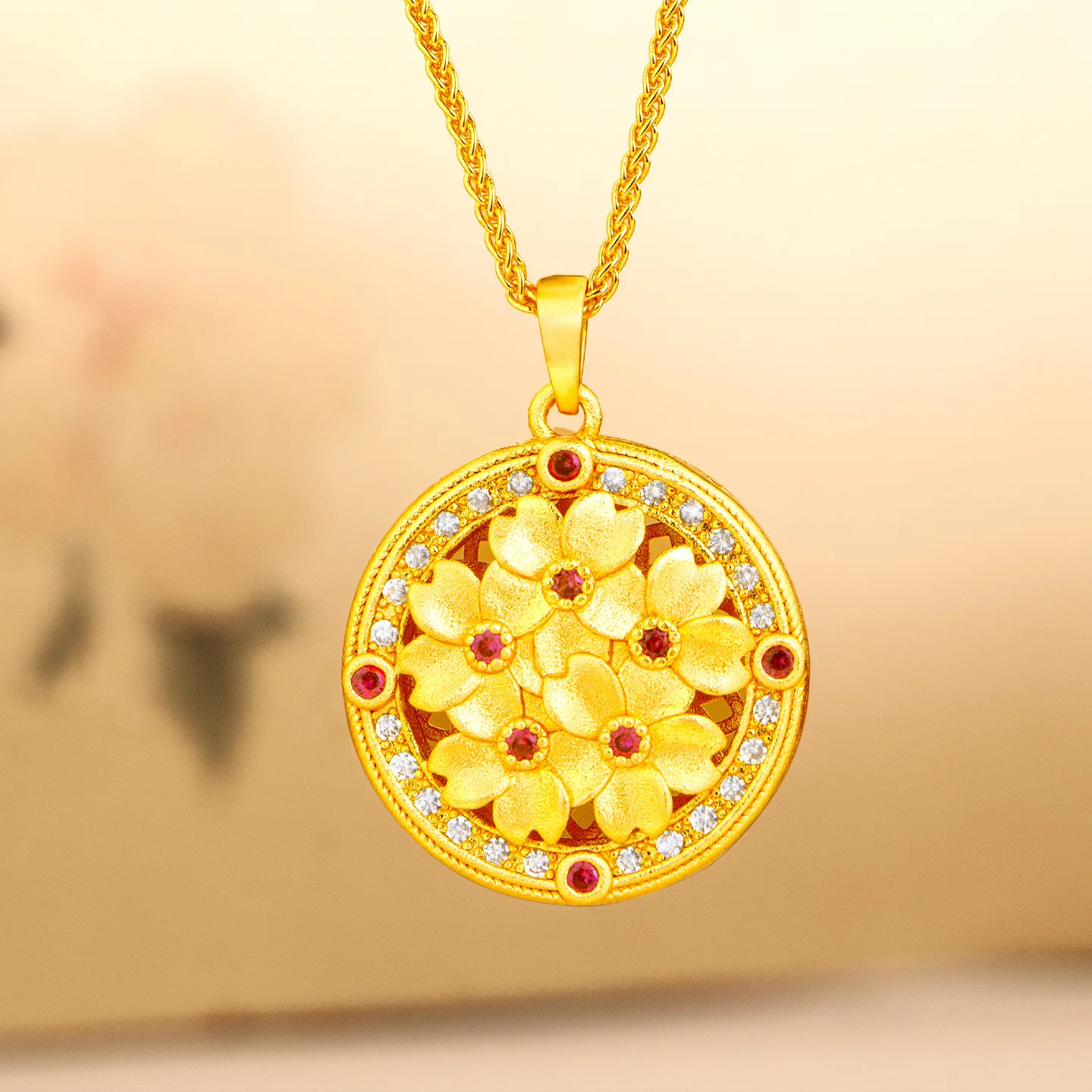 Luxury 24K 9999 Pure Gold real gold Gold shop with hollow diamond flower necklace women's exquisite high-end flower pendant
Luxury 24K 9999 Pure Gold real gold Gold shop with hollow diamond flower necklace women's exquisite high-end flower pendant