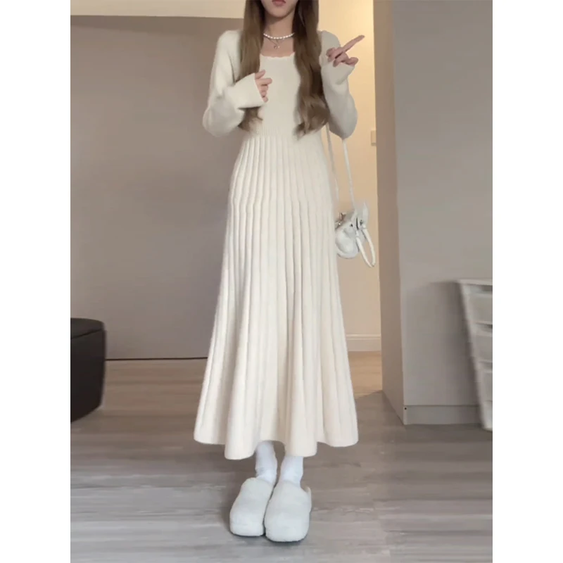 Women's Knitting Dress French Style Square Collar A-Line Solid Color Long Sleeve Mid-Length Elegant Office Lady Knitted Dresses
Women's Knitting Dress French Style Square Collar A-Line Solid Color Long Sleeve Mid-Length Elegant Office Lady Knitted Dresses