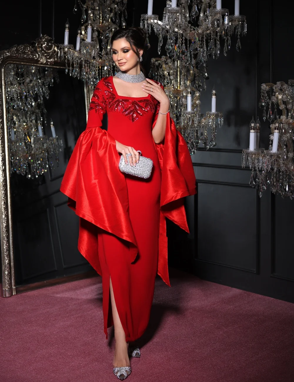 Customized Red Luxury Sparkle Jersey Beading Sequined Pleat Straight Square Neck Ankle Length Evening Dresses For Wedding Party
Customized Red Luxury Sparkle Jersey Beading Sequined Pleat Straight Square Neck Ankle Length Evening Dresses For Wedding Party