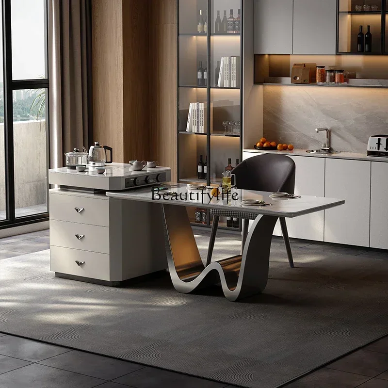 Light luxury rock slab mid-island dining table integrated retractable multi-functional home modern simplicity
Light luxury rock slab mid-island dining table integrated retractable multi-functional home modern simplicity