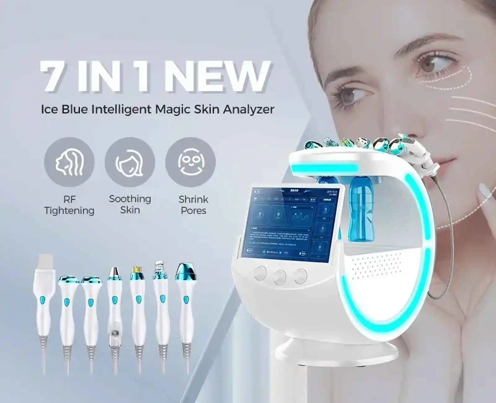 7-in-1 Hydro Facial Skin Care Machine Ultrasonic Rejuvenation Dermabrasion Hyperbaric Oxygen Facial Device for Deep Cleansing
7-in-1 Hydro Facial Skin Care Machine Ultrasonic Rejuvenation Dermabrasion Hyperbaric Oxygen Facial Device for Deep Cleansing