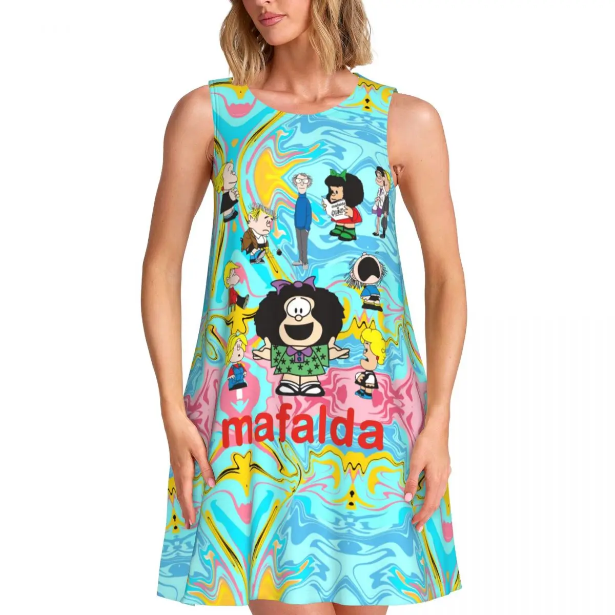 Custom Cool Cute Mafalda Women's Sleeveless Dress Sundress Casual Pockets For Travel Beach Dress
Custom Cool Cute Mafalda Women's Sleeveless Dress Sundress Casual Pockets For Travel Beach Dress