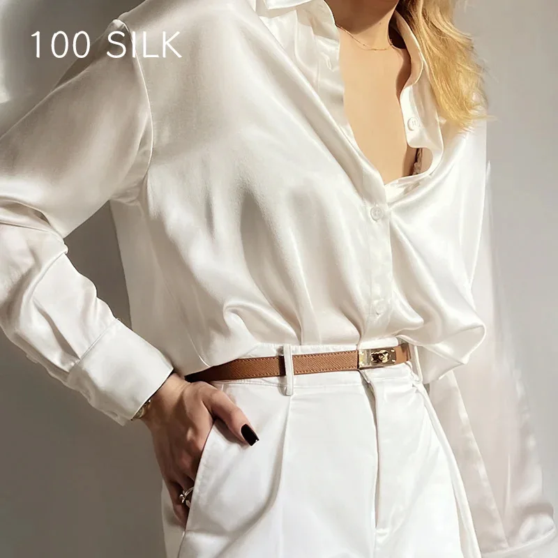 White Silk Shirt Summer New 100% Mulberry Silk Commuter Shirt Casual Loose Long Sleeve Women's Top
White Silk Shirt Summer New 100% Mulberry Silk Commuter Shirt Casual Loose Long Sleeve Women's Top
