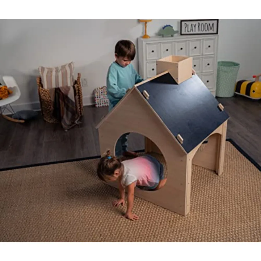 Indoor Montessori wooden playhouse for toddlers, natural wood color, double chalkboard roof for creative learning and play in E
Indoor Montessori wooden playhouse for toddlers, natural wood color, double chalkboard roof for creative learning and play in E