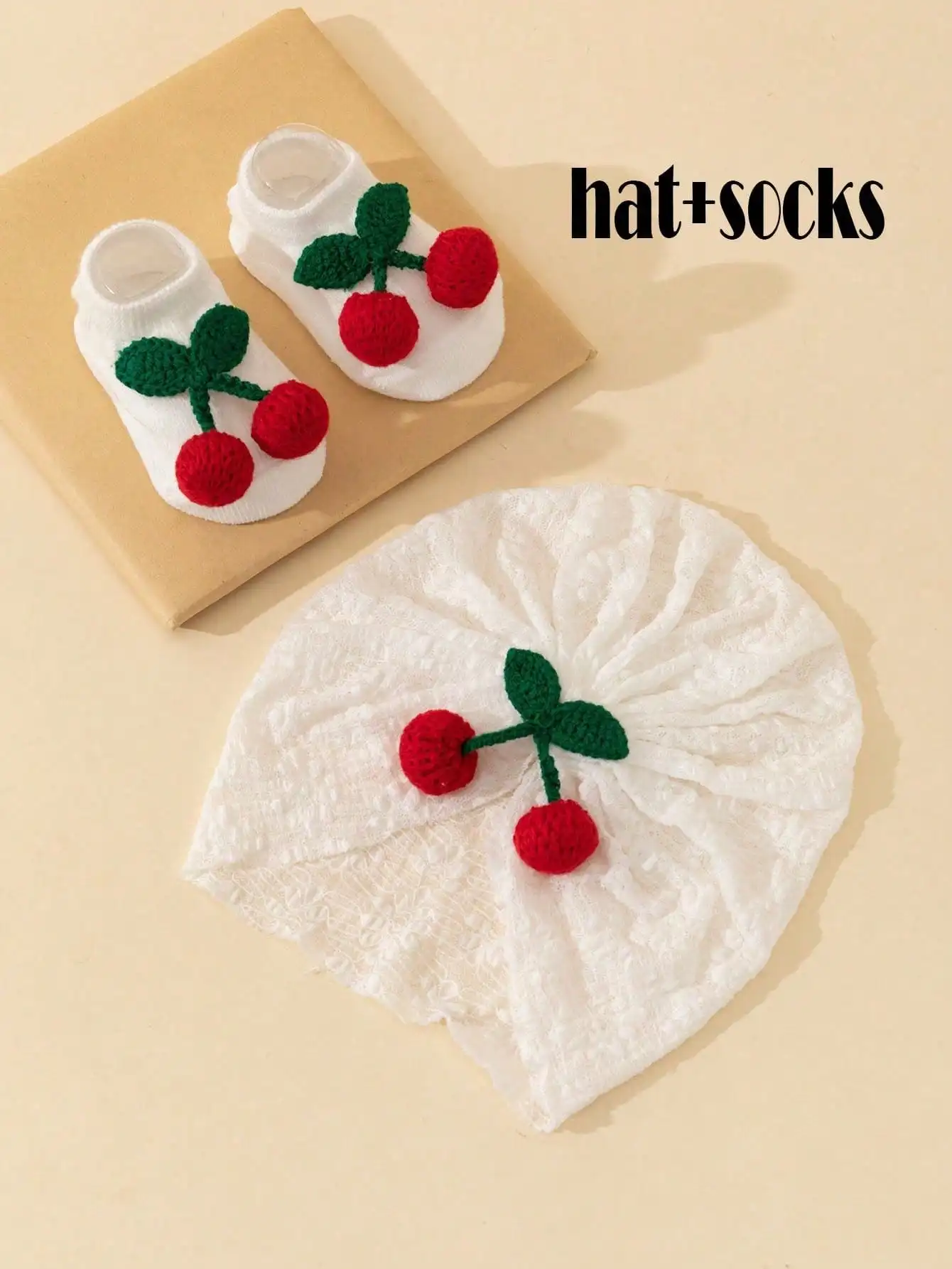 2Pcs BabyGirl Cherry Lace Hollow Out Beanie Hat Socks Set SpringSummer Cute Newborn Infant Lace Indian Cap Toddler Hat Socks Kit
2Pcs BabyGirl Cherry Lace Hollow Out Beanie Hat Socks Set SpringSummer Cute Newborn Infant Lace Indian Cap Toddler Hat Socks Kit