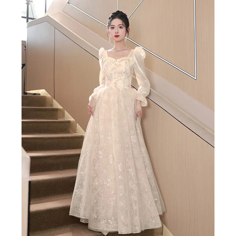 French Long Sleeve Evening Dress Women's New Banquet Elegance Light Luxury Adult Birthday Princess Dress Art Exam Host Dresses
French Long Sleeve Evening Dress Women's New Banquet Elegance Light Luxury Adult Birthday Princess Dress Art Exam Host Dresses