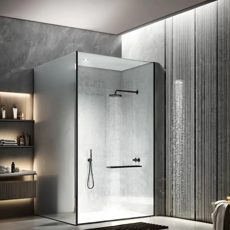 6mm Tempered Glass Modern Bathroom Shower Screen, Black Aluminum Alloy Frame, Straight Strip Appearance
6mm Tempered Glass Modern Bathroom Shower Screen, Black Aluminum Alloy Frame, Straight Strip Appearance