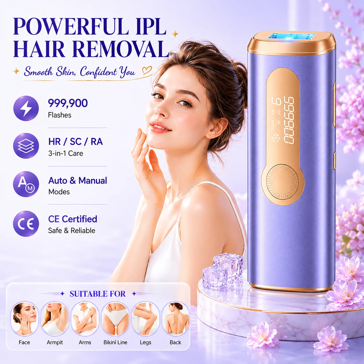 IPL Laser Hair Removal Device for Women & Men - Safe At-Home 45°F Ice-Cooling Contact for Painless & Long-Lasting Results, 86% Less Hair In 3 Weeks for Full Body & Face
IPL Laser Hair Removal Device for Women & Men - Safe At-Home 45°F Ice-Cooling Contact for Painless & Long-Lasting Results, 86% Less Hair In 3 Weeks for Full Body & Face