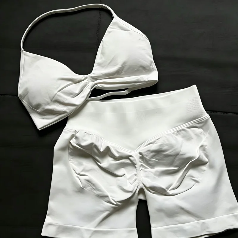 2 Pieces Seamless Strappy Yoga Halter Bras Shorts Sets Comfortable Quick Dry Backless Gym Crop Tops with Pad Push Up Set
2 Pieces Seamless Strappy Yoga Halter Bras Shorts Sets Comfortable Quick Dry Backless Gym Crop Tops with Pad Push Up Set