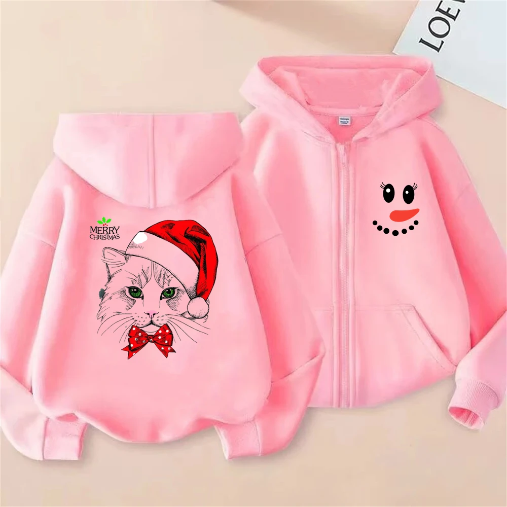 Christmas cat New bow Pink Girls Zipper style Hoodies Coat Boy Children Age 3-12 Kids Kawaii Sweatshirt festival festival gifts
Christmas cat New bow Pink Girls Zipper style Hoodies Coat Boy Children Age 3-12 Kids Kawaii Sweatshirt festival festival gifts
