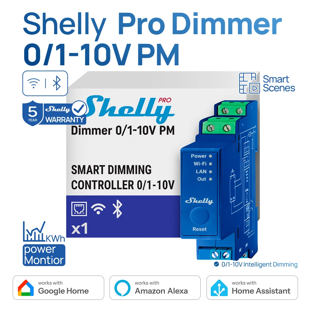 Shelly Pro Dimmer 0/1-10V PM Wi-Fi Smart Dimmer LAN Power Metering Home Automation DIN Rail Google Home No Hub Dimmable Light
Shelly Pro Dimmer 0/1-10V PM Wi-Fi Smart Dimmer LAN Power Metering Home Automation DIN Rail Google Home No Hub Dimmable Light