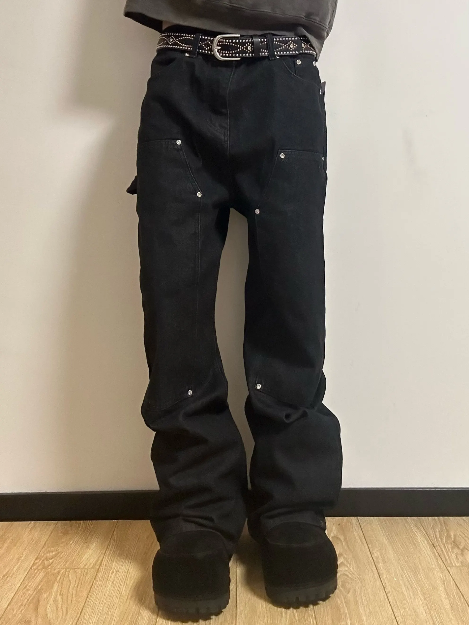 American High Street Original Heavyweight Denim Logging Pants Patchwork Straight Baggy Jeans Men Women Style Spring Season
American High Street Original Heavyweight Denim Logging Pants Patchwork Straight Baggy Jeans Men Women Style Spring Season