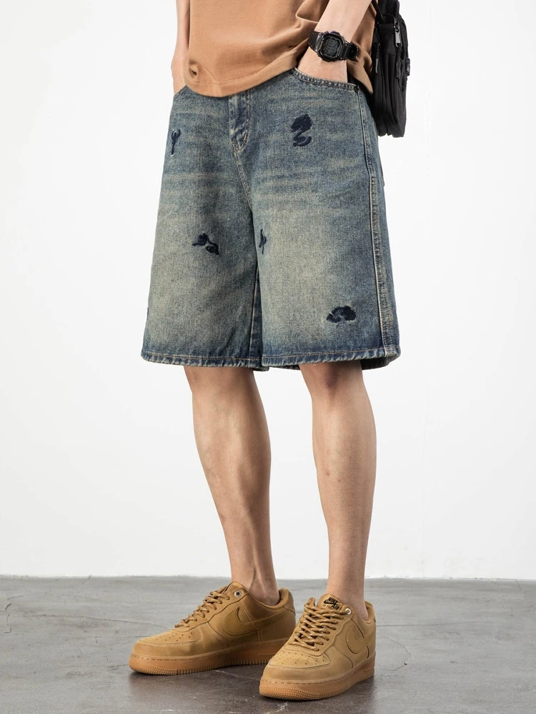 Retro American Washed Embroidered Jeans Shorts Men's Loose Straight Thin Summer Thin Five-Point Pants Fashionable New Style
Retro American Washed Embroidered Jeans Shorts Men's Loose Straight Thin Summer Thin Five-Point Pants Fashionable New Style