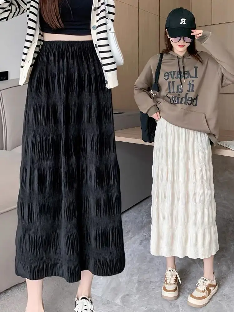 Vintage Velvet Pleated Skirt Korean Fashion High Waist Long Skirt Thickeing Cotton Clothes Female 2023 News Loose Ladies C73
Vintage Velvet Pleated Skirt Korean Fashion High Waist Long Skirt Thickeing Cotton Clothes Female 2023 News Loose Ladies C73