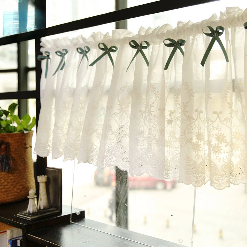 Valance White Floral Jacquard Lace Short Window Curtain Linen Fabric with Bow Decor Romatic Kitchen Valances Rod Pocket Retro
Valance White Floral Jacquard Lace Short Window Curtain Linen Fabric with Bow Decor Romatic Kitchen Valances Rod Pocket Retro