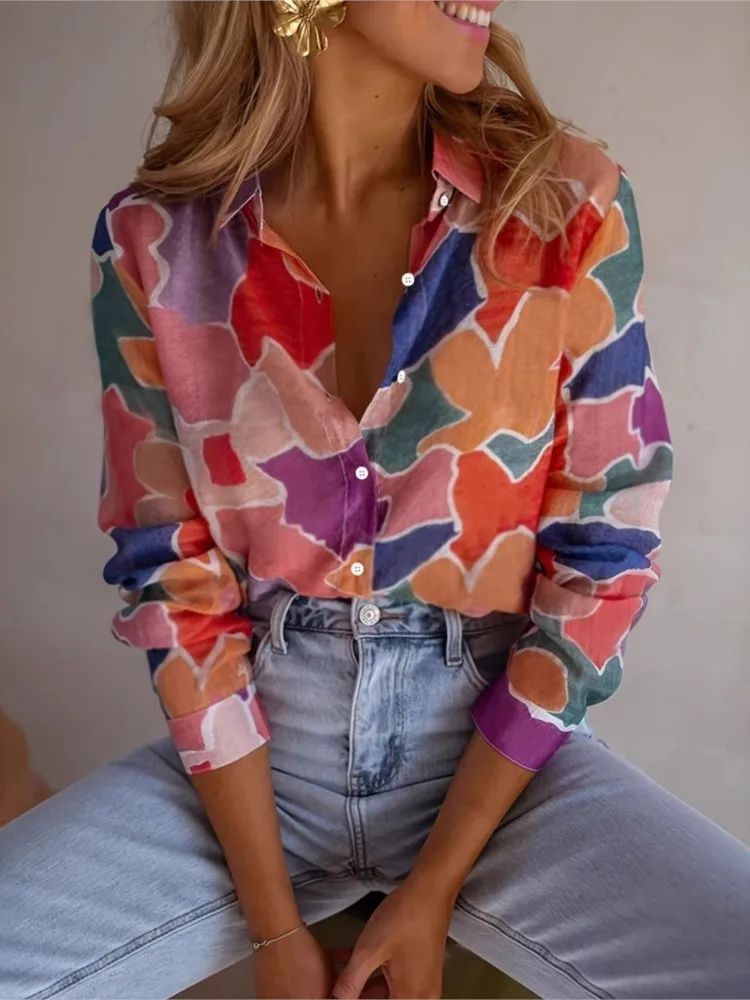 Fashion Print Shirt For Female Casual Long Sleeve Turn-down Collar Button Shirts Tops For Women Boho Holiday Womens Clothing New
Fashion Print Shirt For Female Casual Long Sleeve Turn-down Collar Button Shirts Tops For Women Boho Holiday Womens Clothing New