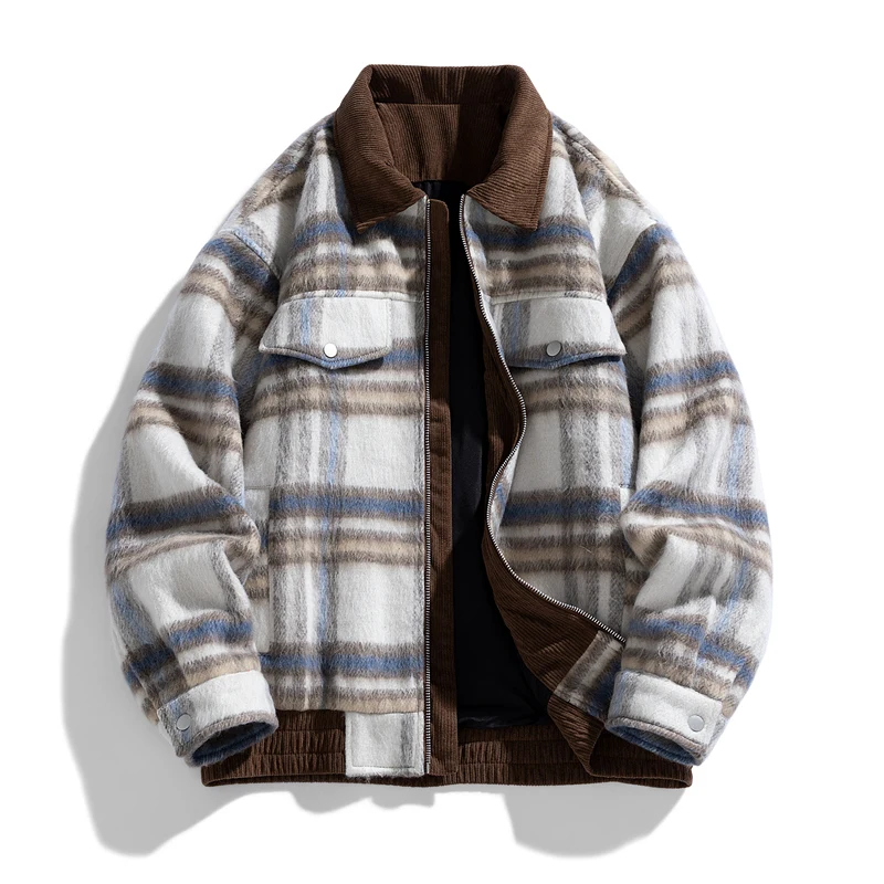 2025 Мужское шерстяное пальто в клетку Bouclé, высококачественная куртка из двойной ткани с воротником с лацканами и молнией спереди
2025 Мужское шерстяное пальто в клетку Bouclé, высококачественная куртка из двойной ткани с воротником с лацканами и молнией спереди