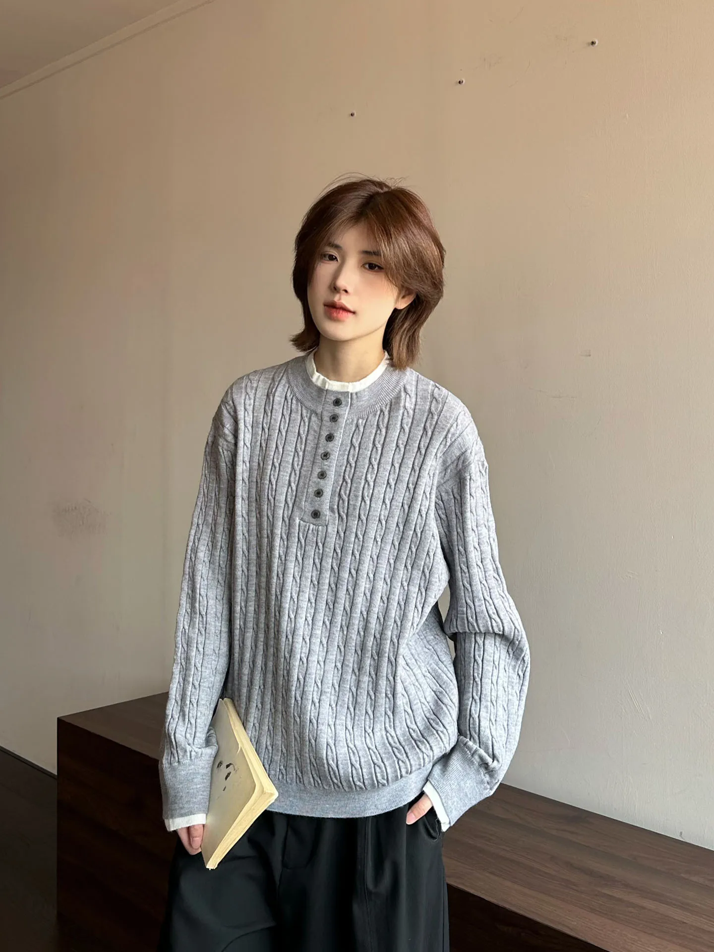 Loose Knitted Twisted Sweater Henry Collar Women's Men's High Intelligence Emotion Couple Never Stay up Late Night
Loose Knitted Twisted Sweater Henry Collar Women's Men's High Intelligence Emotion Couple Never Stay up Late Night