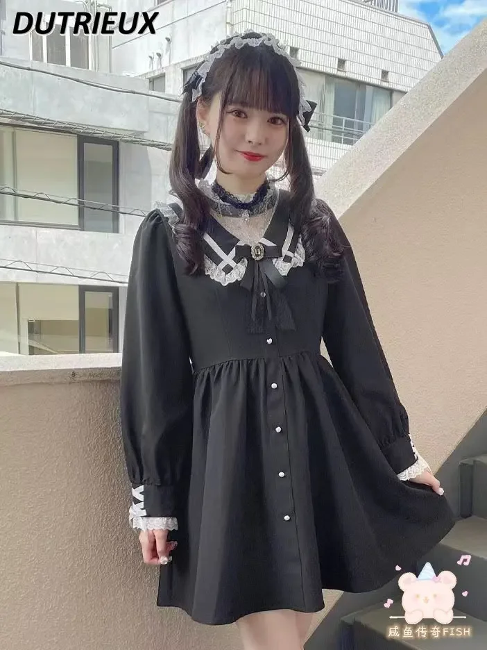 Lace Sailor Collar Casual Short Dress Lolita Style Cute Sweet Rojita Dress Long Sleeve Dress Spring and Autumn Women's Dresses
Lace Sailor Collar Casual Short Dress Lolita Style Cute Sweet Rojita Dress Long Sleeve Dress Spring and Autumn Women's Dresses