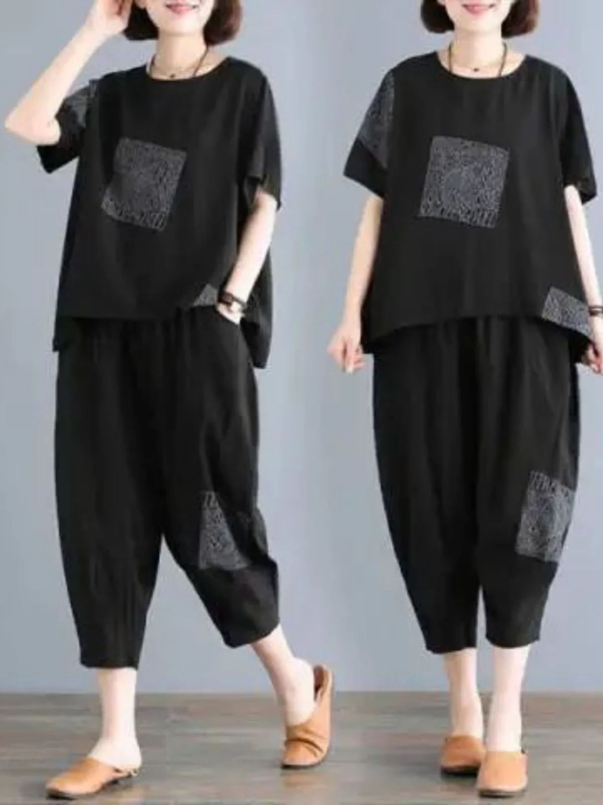 Casual Loose plus Size Summer Outfit Korean Style Harem Pants Two Piece Set for Plump Women Fashionable Slimming Ensemble
Casual Loose plus Size Summer Outfit Korean Style Harem Pants Two Piece Set for Plump Women Fashionable Slimming Ensemble