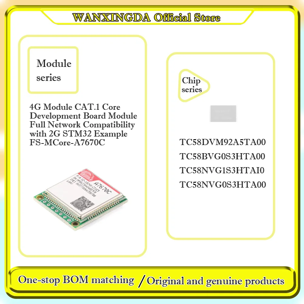TC58NVG1S3HTAI0 BVG0S3HTA00 NVG0S3HTA00 DVM92A5TA00 4G Module CAT.1 Core Development Board FS-MCore-A7670C Plastic phone case
TC58NVG1S3HTAI0 BVG0S3HTA00 NVG0S3HTA00 DVM92A5TA00 4G Module CAT.1 Core Development Board FS-MCore-A7670C Plastic phone case