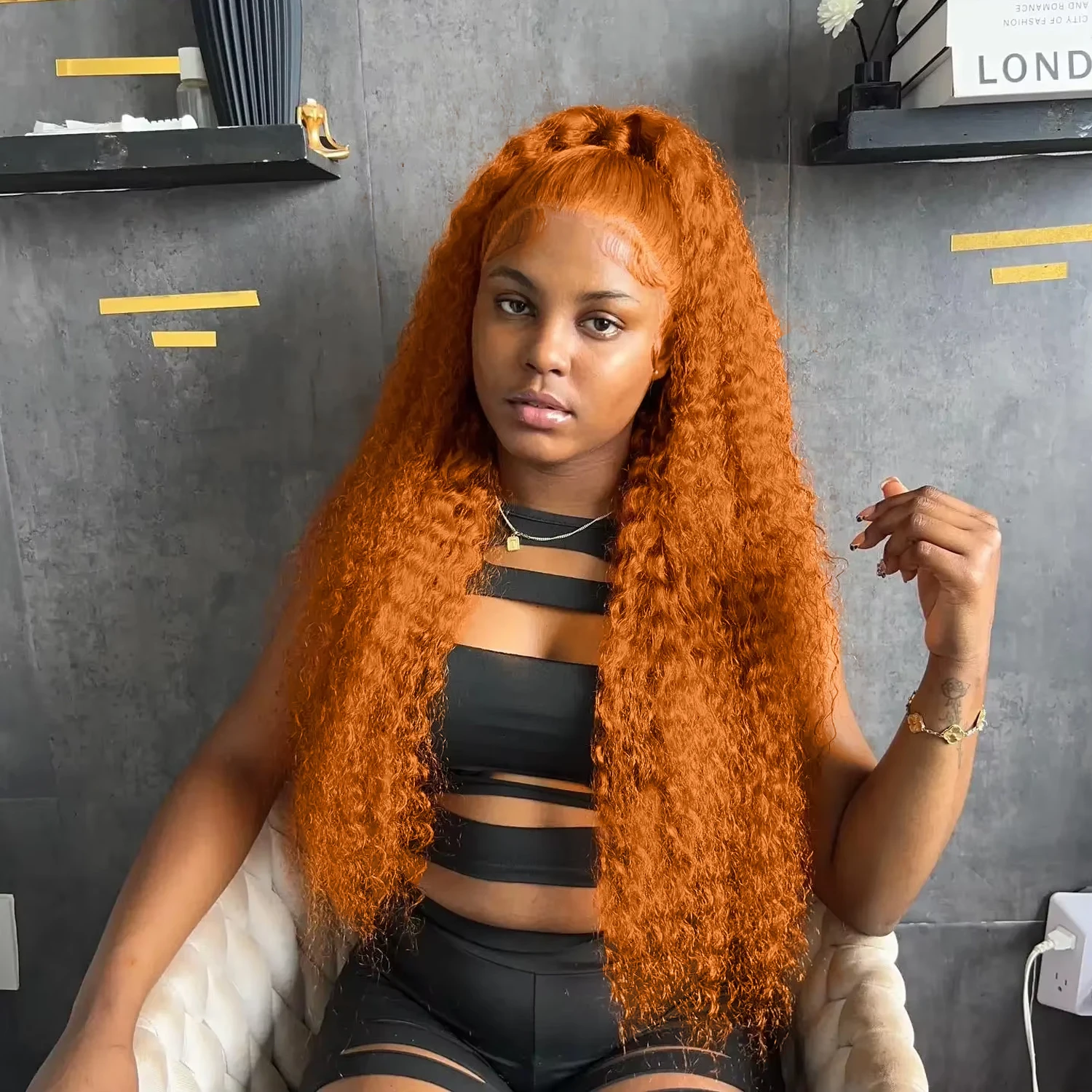 250 High Density Ginger Orange Kinky Curly Human Hair Wig 13x6 Transparent HD Lace Front Wig Brazil Human Hair Wig For Women
250 High Density Ginger Orange Kinky Curly Human Hair Wig 13x6 Transparent HD Lace Front Wig Brazil Human Hair Wig For Women