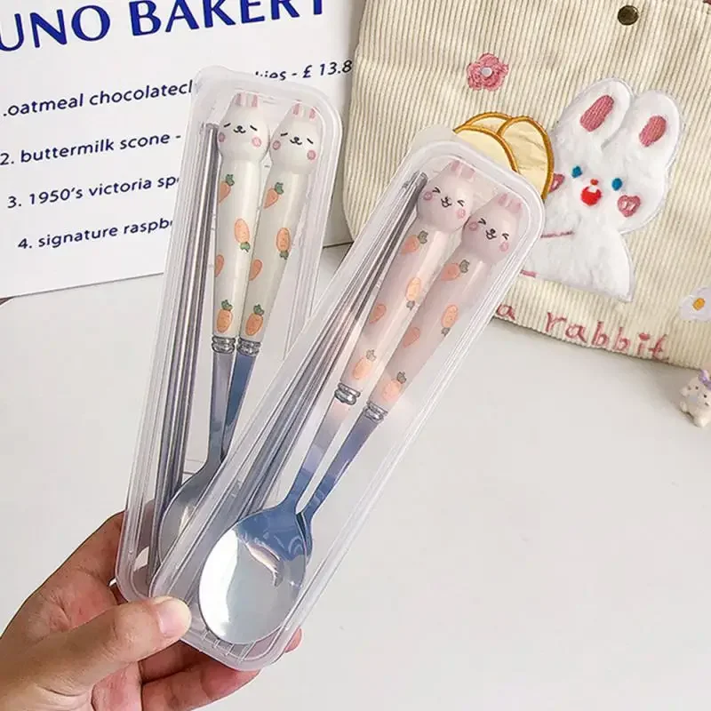 Spoon Fork Chopsticks Sets Stainless Steel Cartoon Bunny Cute Cutlery set in Storage Box
Spoon Fork Chopsticks Sets Stainless Steel Cartoon Bunny Cute Cutlery set in Storage Box