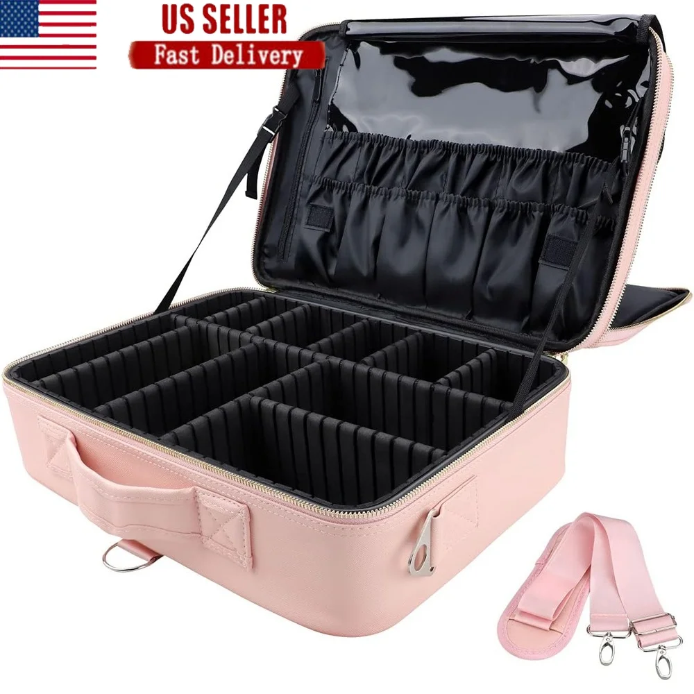Travel Makeup Case Organizer Portable Cosmetic Bag with Adjustable Dividers Shoulder Strap Waterproof Durable Makeup Brushes
Travel Makeup Case Organizer Portable Cosmetic Bag with Adjustable Dividers Shoulder Strap Waterproof Durable Makeup Brushes