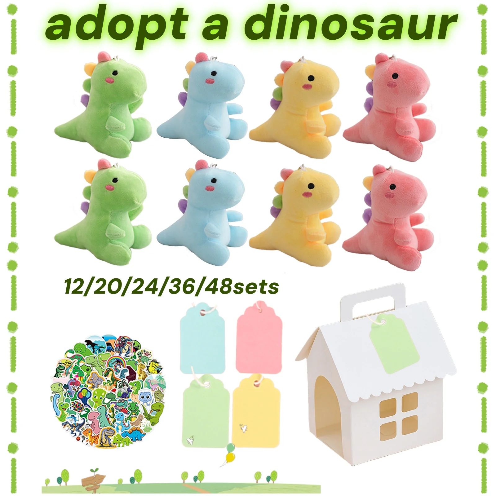 12-48 Sets DIY Dinosaur Party Favors Dinosaur Stuffed Animals Gift Box Stickers Adoption Card for Adopt A Pet Birthday Decor
12-48 Sets DIY Dinosaur Party Favors Dinosaur Stuffed Animals Gift Box Stickers Adoption Card for Adopt A Pet Birthday Decor