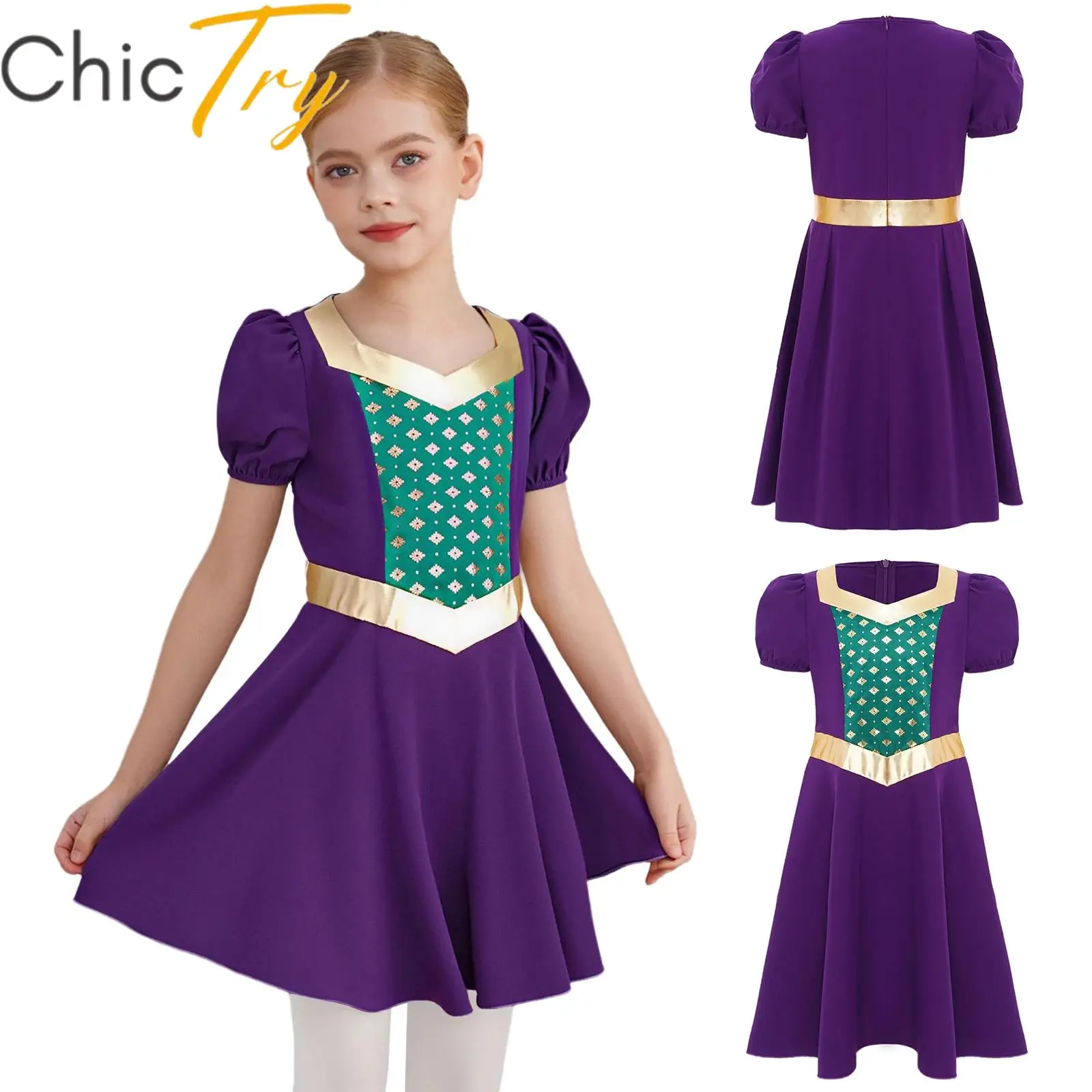 Kids Girls Medieval Princess Dress Halloween Cosplay Dress Color Contrast Metallic Gloss Print Elastic Cuffs Ruffled Dress Up
Kids Girls Medieval Princess Dress Halloween Cosplay Dress Color Contrast Metallic Gloss Print Elastic Cuffs Ruffled Dress Up