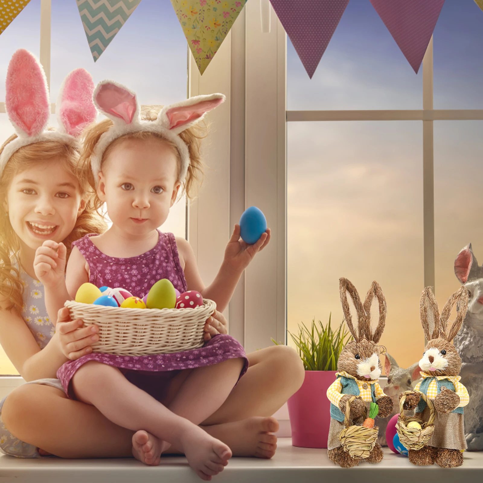 2pcs Rabbit Figurine Straw Woven Cartoon Bunny Statue Easter Garden Decor Desktop Ornament Mini Model
2pcs Rabbit Figurine Straw Woven Cartoon Bunny Statue Easter Garden Decor Desktop Ornament Mini Model