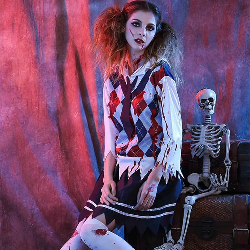 Girl Scary Blood Stain Zombie Costume Halloween Cosplay Scary Ghost Student Uniform Fancy Dress
Girl Scary Blood Stain Zombie Costume Halloween Cosplay Scary Ghost Student Uniform Fancy Dress