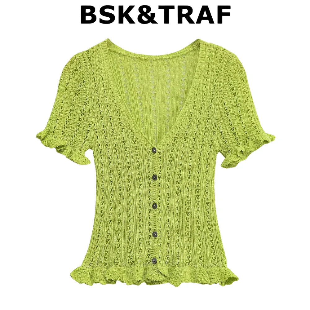 BSK&TRAF2025 Summer New Products Women's Clothing Layered Decorative Jacquard Mesh Knitted Jacket + Camisole 6427/051
BSK&TRAF2025 Summer New Products Women's Clothing Layered Decorative Jacquard Mesh Knitted Jacket + Camisole 6427/051