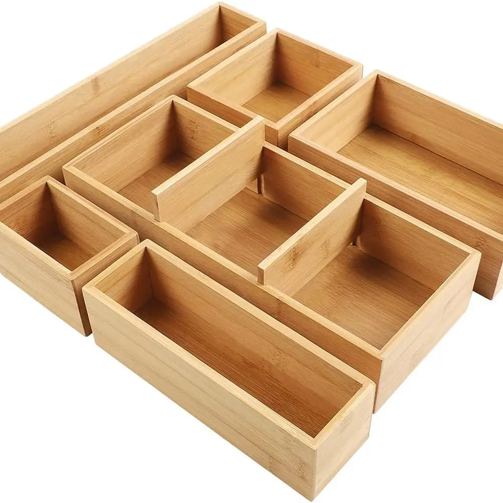 6-Piece Bamboo Drawer Organizer Set with Adjustable Dividers for Kitchen, Bathroom, and Office Storage
6-Piece Bamboo Drawer Organizer Set with Adjustable Dividers for Kitchen, Bathroom, and Office Storage
