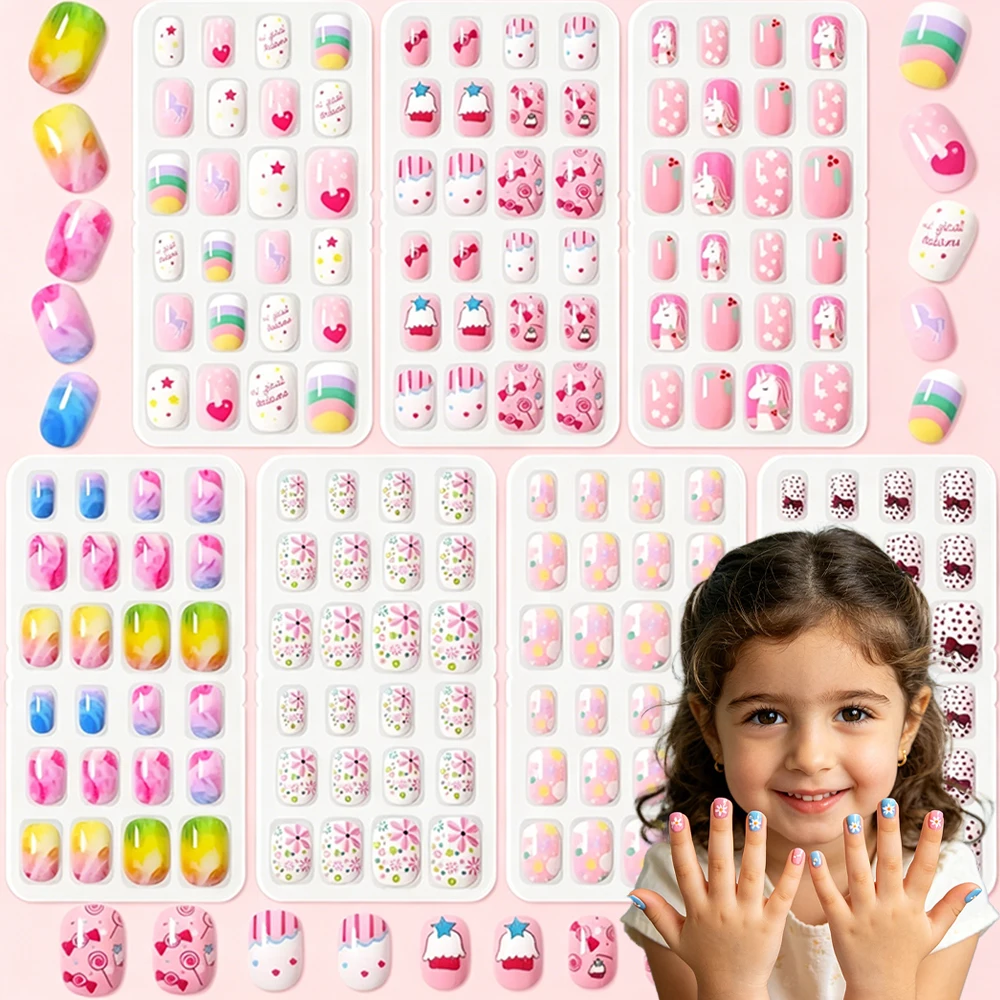 168Pcs Cute Unicorn Flower Kids Press on Nails 7-Pack Cartoon Polka Dot Bow Heart False Nails Full Cover Acrylic Child Fake Nail
168Pcs Cute Unicorn Flower Kids Press on Nails 7-Pack Cartoon Polka Dot Bow Heart False Nails Full Cover Acrylic Child Fake Nail
