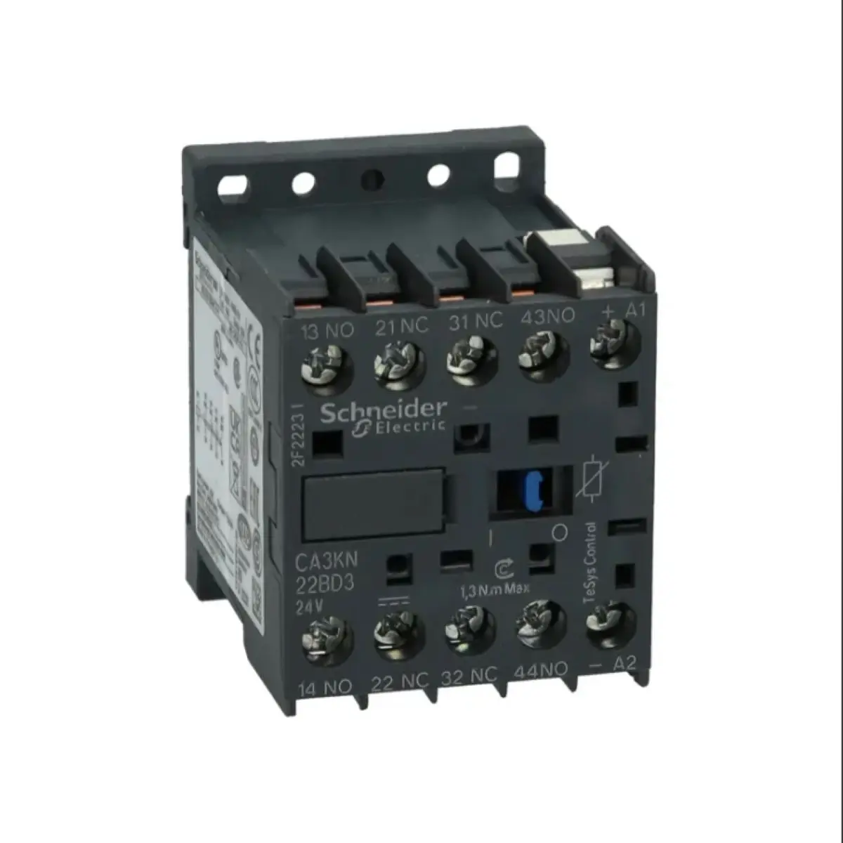 CA3KN22BD3 Control relay, TeSys K, 2 NO + 2 NC, lt or eq to 690V, 24VDC standard coil
CA3KN22BD3 Control relay, TeSys K, 2 NO + 2 NC, lt or eq to 690V, 24VDC standard coil