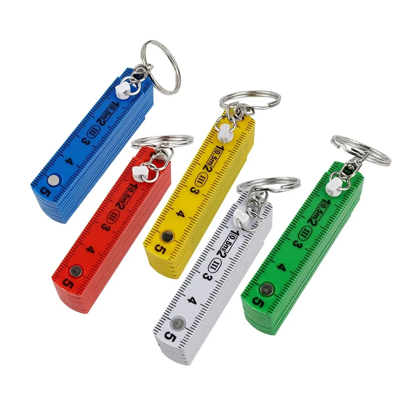 Folding Ruler Keychain Compact 0.5m Folding Ruler Keychain Portable Measuring Tool Portable Keychain Plastic For Drawing