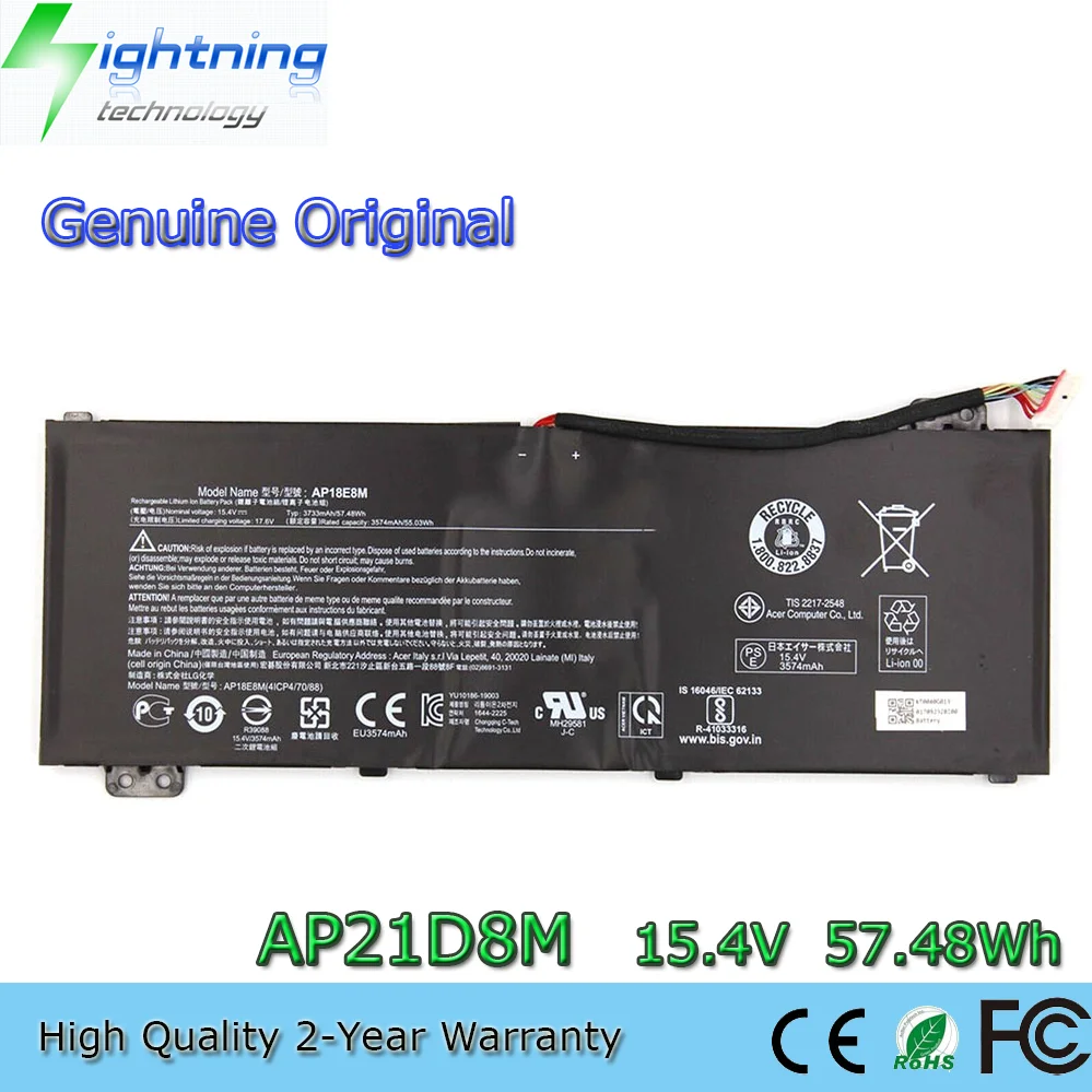 AP21D8M 15.4V 57.48Wh Genuine Laptop Battery for Acer NITRO 16 N22C1 AN515-58-56CL AN515-58-766R 
AP21D8M 15.4V 57.48Wh Genuine Laptop Battery for Acer NITRO 16 N22C1 AN515-58-56CL AN515-58-766R