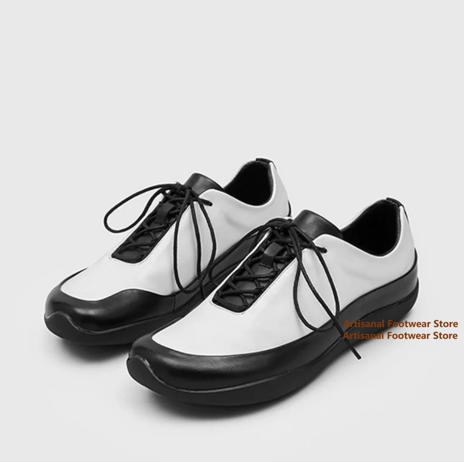 Black and White Two-Tone Lace-Up Casual Sneakers Round Toe Leather Loafers Comfortable Low-Top Casual Shoes Trendy Men's Shoes
Black and White Two-Tone Lace-Up Casual Sneakers Round Toe Leather Loafers Comfortable Low-Top Casual Shoes Trendy Men's Shoes