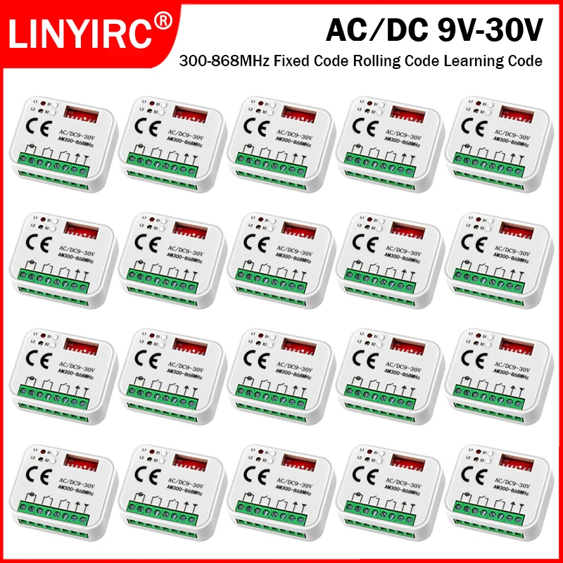 300 a 868 MHz AC DC 9-30V Universal Garage Door Remote Control Receiver Relay Module 433MHz 868MHz Gate Remote Control Receiver
300 a 868 MHz AC DC 9-30V Universal Garage Door Remote Control Receiver Relay Module 433MHz 868MHz Gate Remote Control Receiver