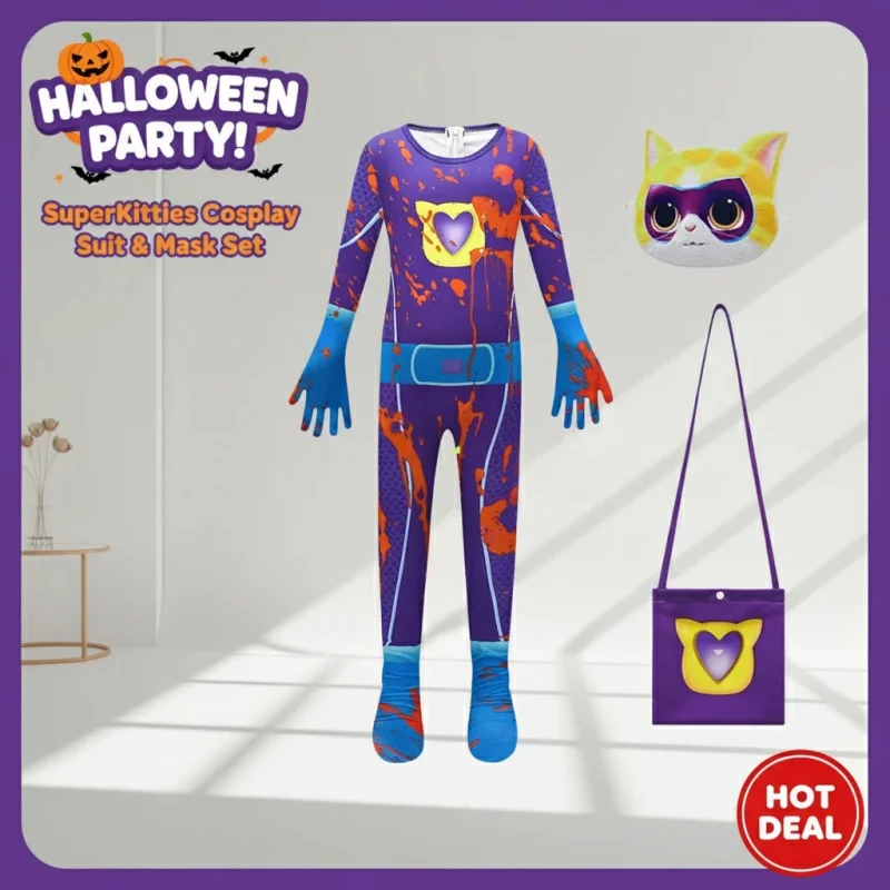 ❥SHENTON SuperKitties Cosplay Costume for Kids Unisex Jumpsuit with Mask Halloween PartyL&✿
❥SHENTON SuperKitties Cosplay Costume for Kids Unisex Jumpsuit with Mask Halloween PartyL&✿
