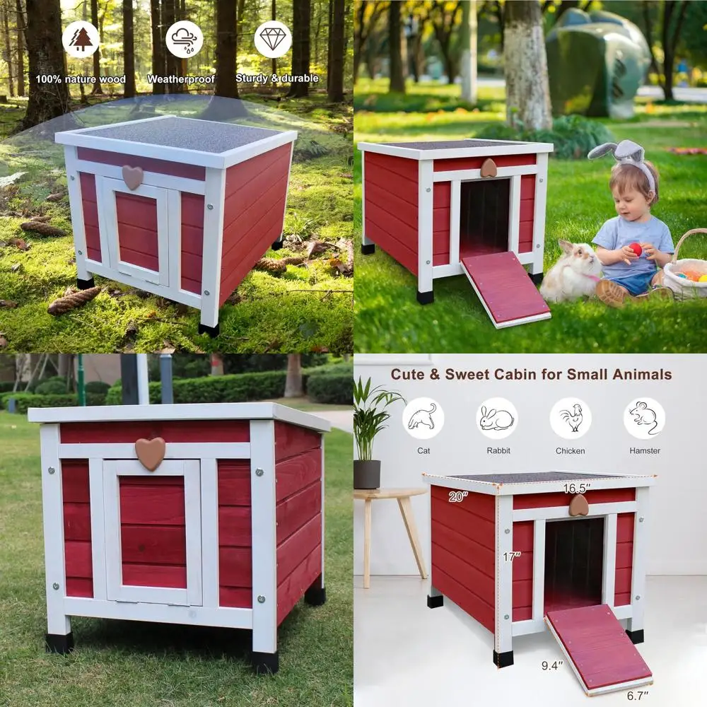 Weatherproof Outdoor Cat Shelter for Feral Cats, Small Wooden Pet Habitat - Red
Weatherproof Outdoor Cat Shelter for Feral Cats, Small Wooden Pet Habitat - Red